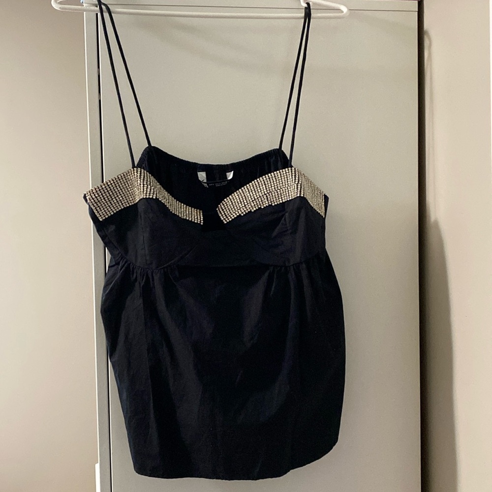 Rhinestone flowy tank